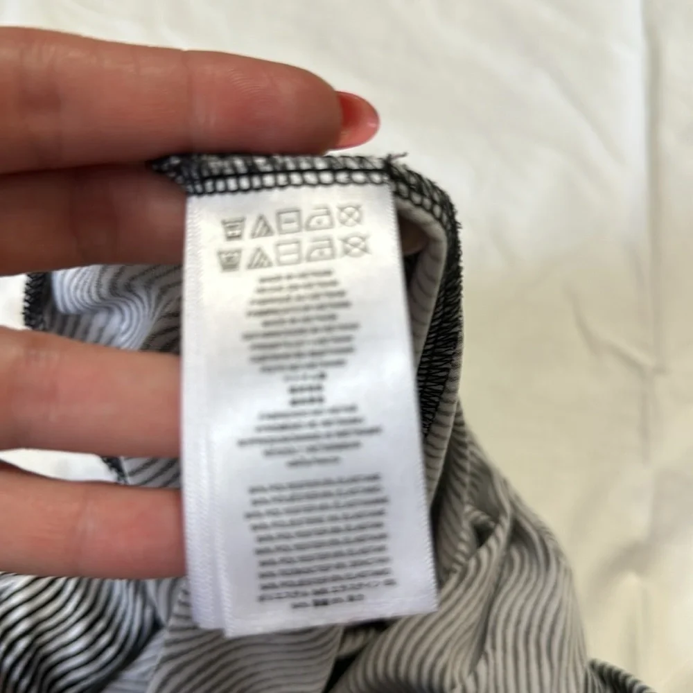 Michael Kors Maxi Skirt Medium Black Wave Print Pull On Drawstring Stretch